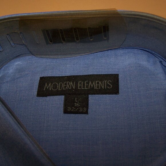 Modern Elements Men Stylish L-Sleeve Blue Dress Shirt 16 x 32/33 w/Point Collar - Picture 4 of 6
